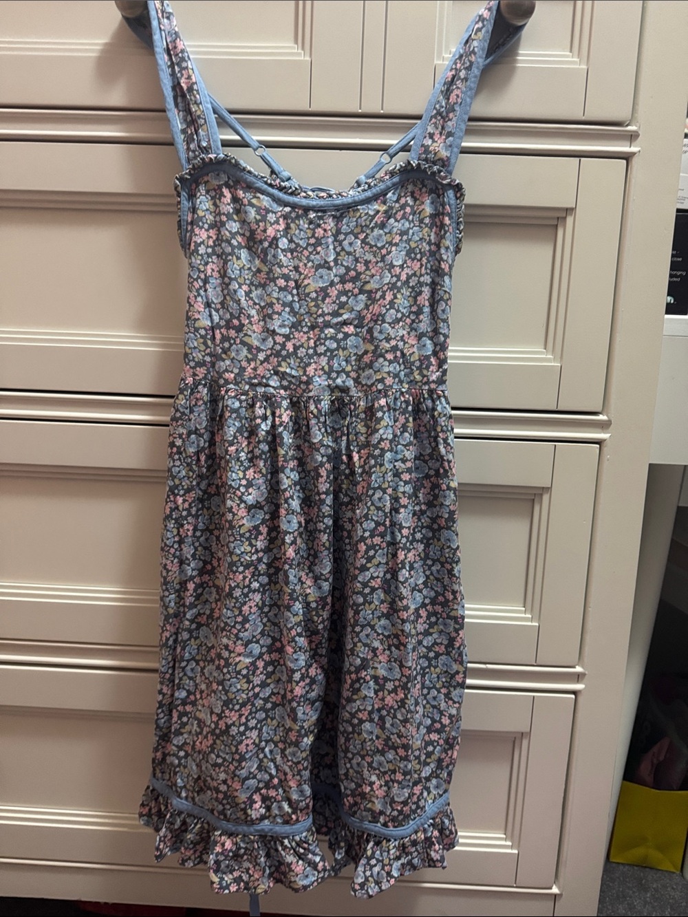 American Eagle Outfitters Blue Floral Ruffle Sundress
